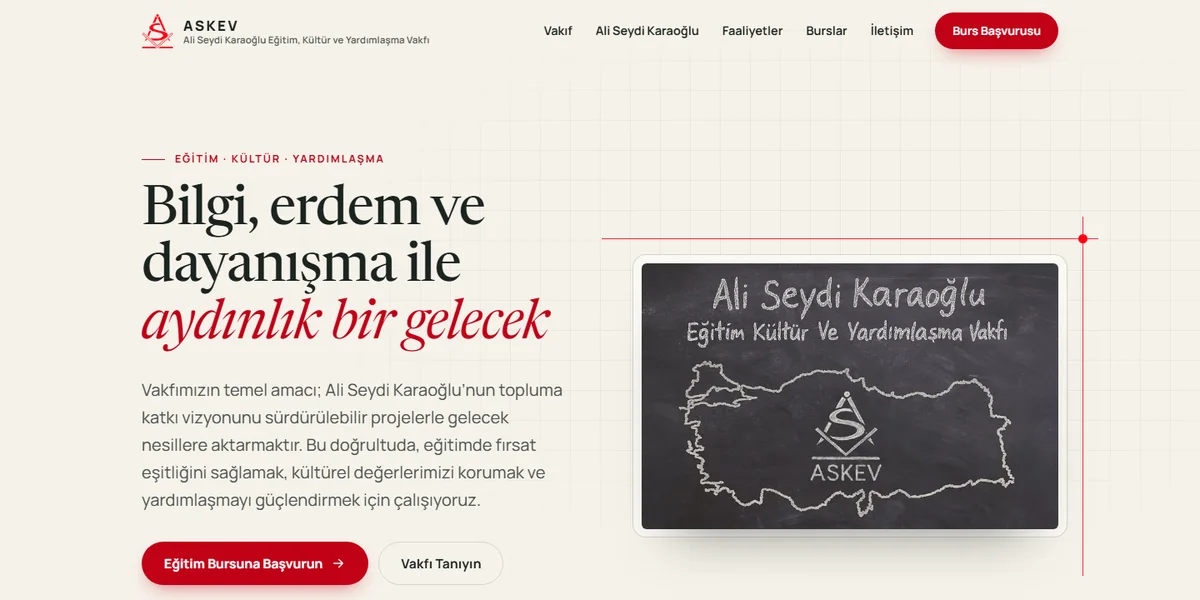 ASKEV – Vakıf Web Sitesi ve Burs Başvuru Sistemi