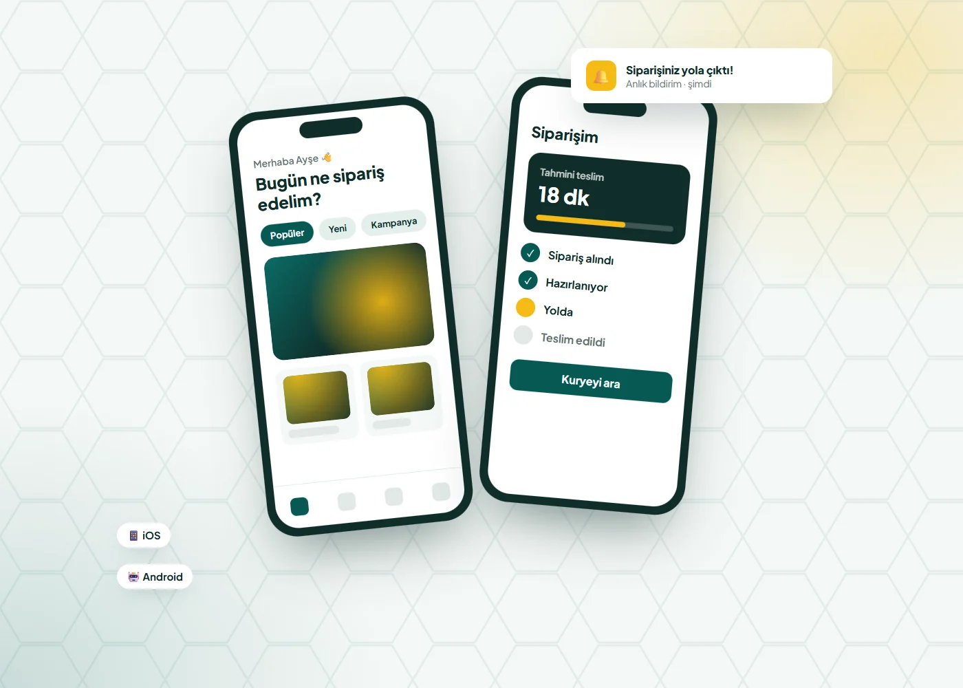 Mobil Uygulama (iOS & Android) örnek ekranı